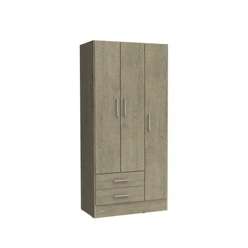 Ropero placard 3 puertas express 2 cajones grei neb gris Mosconi