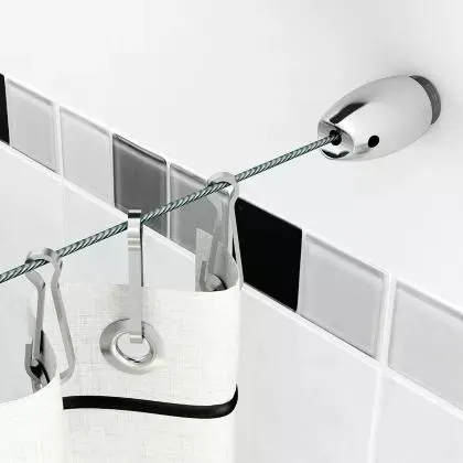 Kit tensocable para cortina de baño Oslo cromado brillante