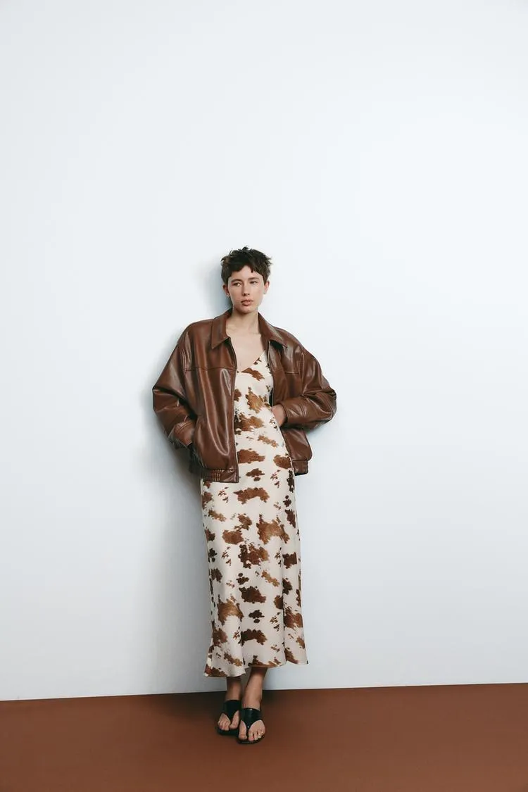 VESTIDO MIDI SATINADO ESTAMPADO