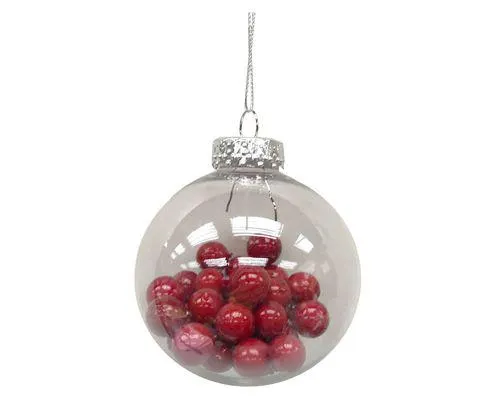 Esfera navideña Rellena Cotidiana transparente/rojo 8 cm