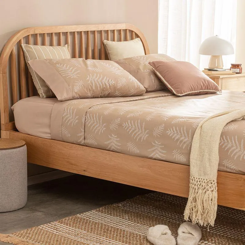 Juego de Sábanas Queen Size Algodón Peinado Palmera Hojas