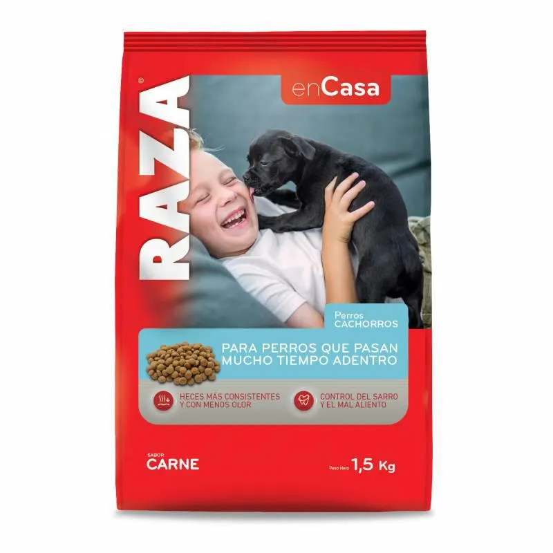 Alimento para Perro Cachorro Carne Raza x 1,5 Kg.