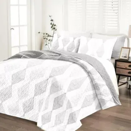 Cubrecama Colonia Twin 160 x 230 cm blanco y gris