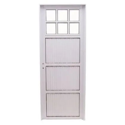 Puerta de exterior aluminio frente 1/4 vidrio blanca 80 x 200 cm derecha