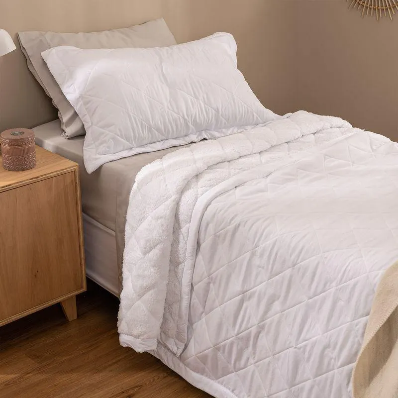 Cubrecama Twin Size Suave Corderito Cuadros