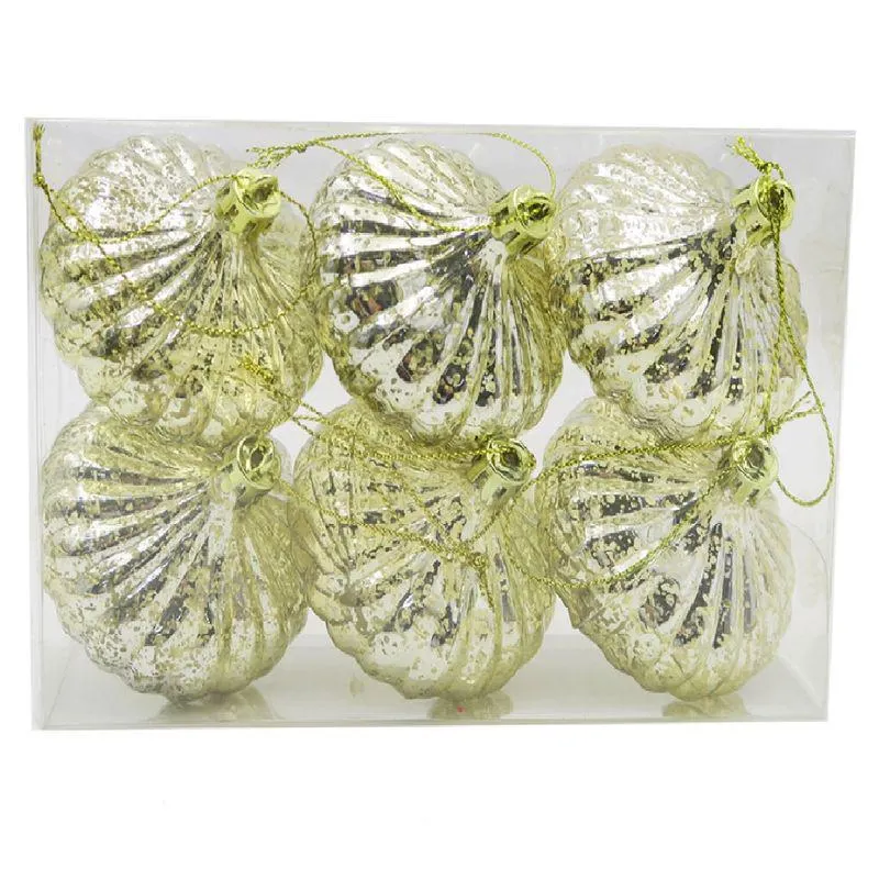 Set de 6 Colgantes de árbol Cebollas Cotidiana metálico 11x6x17 cm