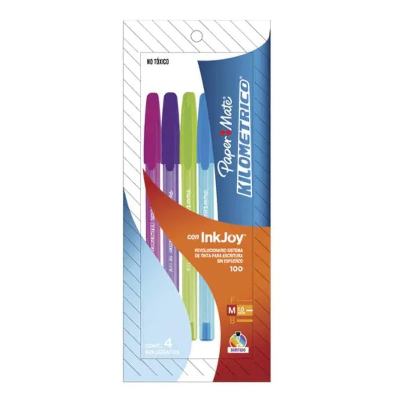 BOLIGRAFO PAPER MATE KILOMETRICO COLOR X 4 U.