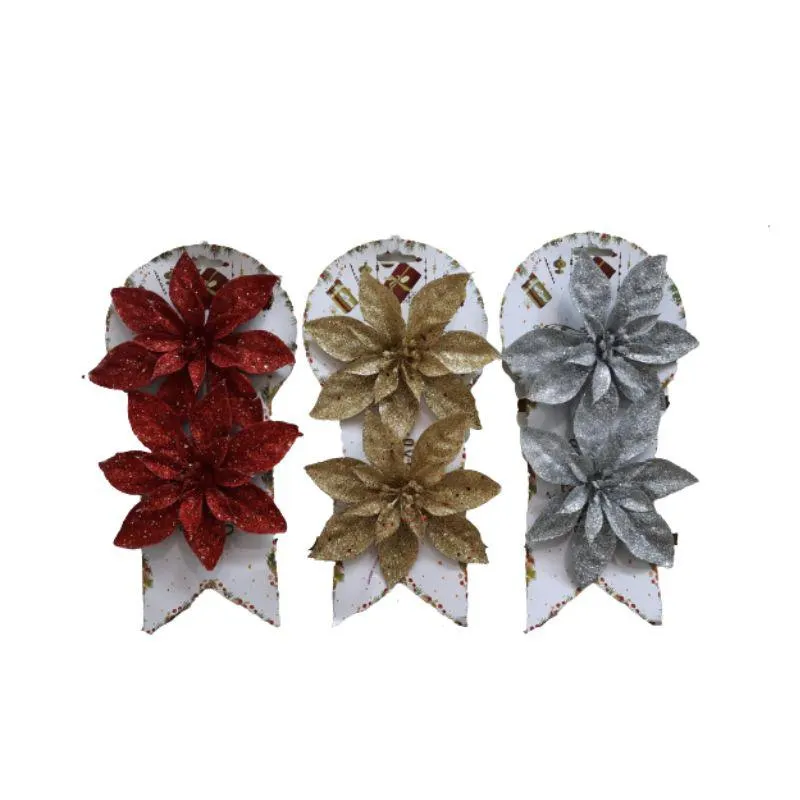 Blister 2 Flores Glitter Con Broche 12Cm