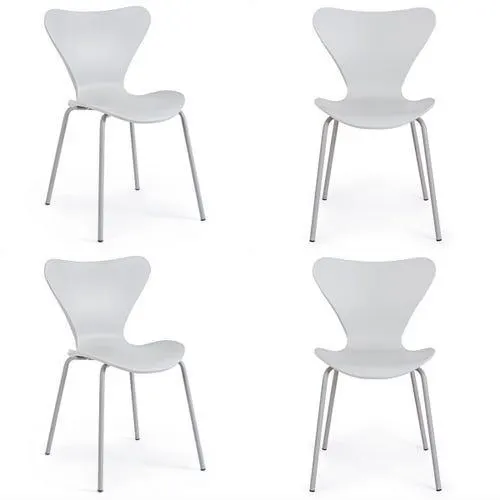 Silla Jacob de comedor blanco patas metal Makom x 4