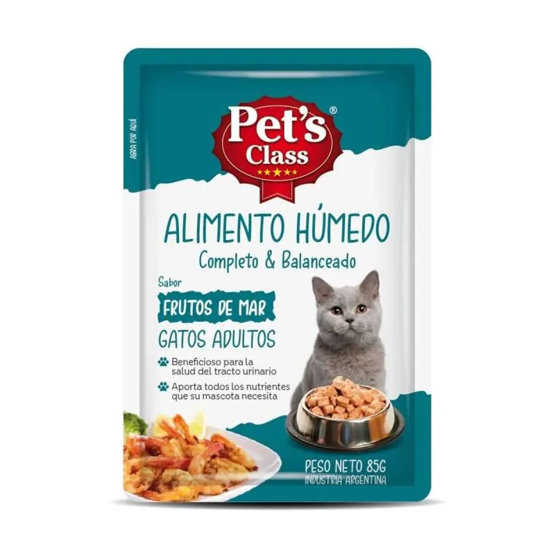 Alimento para Gato Pouch Frutos de Mar Pets Class x 85 g.