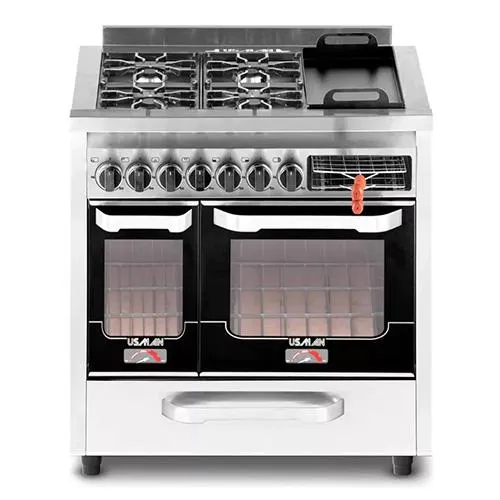 Cocina Usman 4448 85Cm Acero Multigas Puerta Vidrio