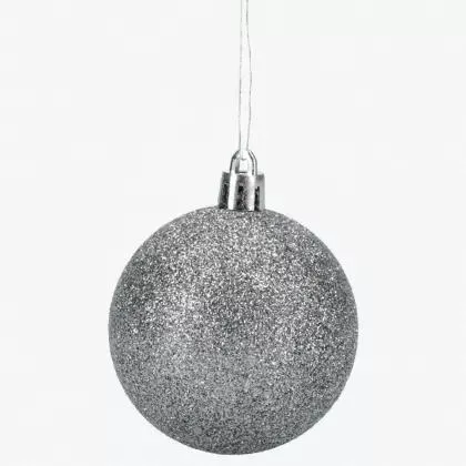 Pack de 24 esferas 4 cm plata glitter