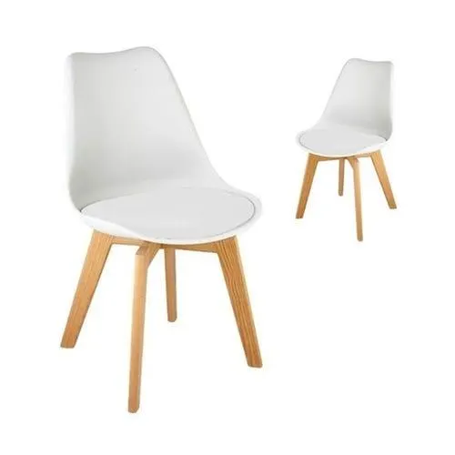 Silla new tower acolchonada blanca x 2 unidades Eames