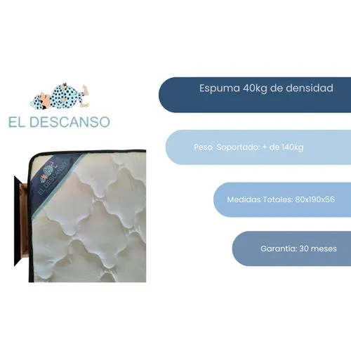 Conjunto sommier Box Onix 80x190 cm El Descanso