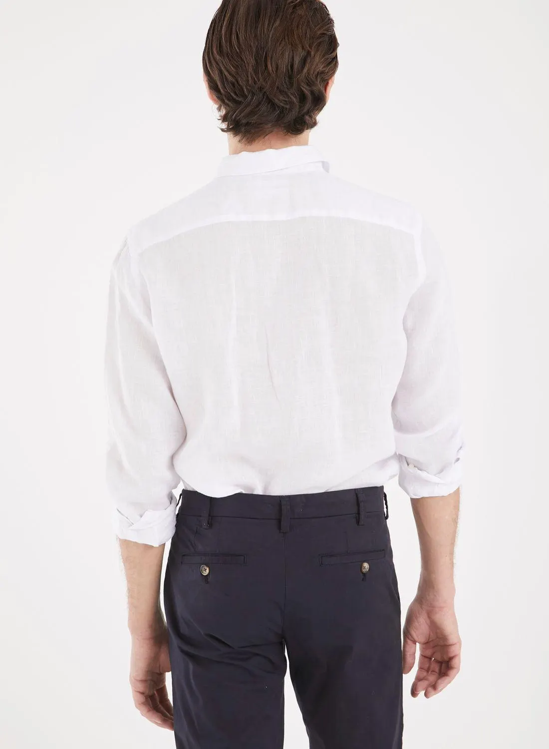 Camisa lino lavado button down