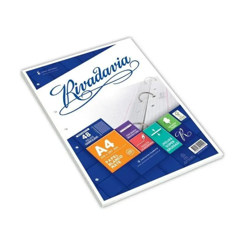 Repuesto escolar Rivadavia cuadriculado x 48 hojas