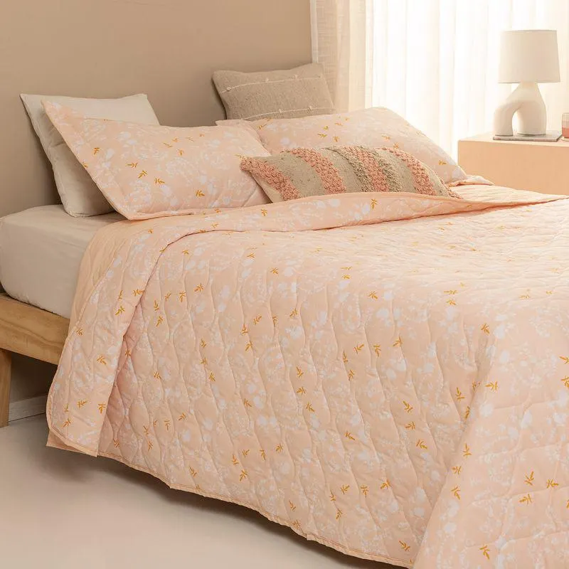 Cubrecama Queen Size Reversible Flor Japonesa