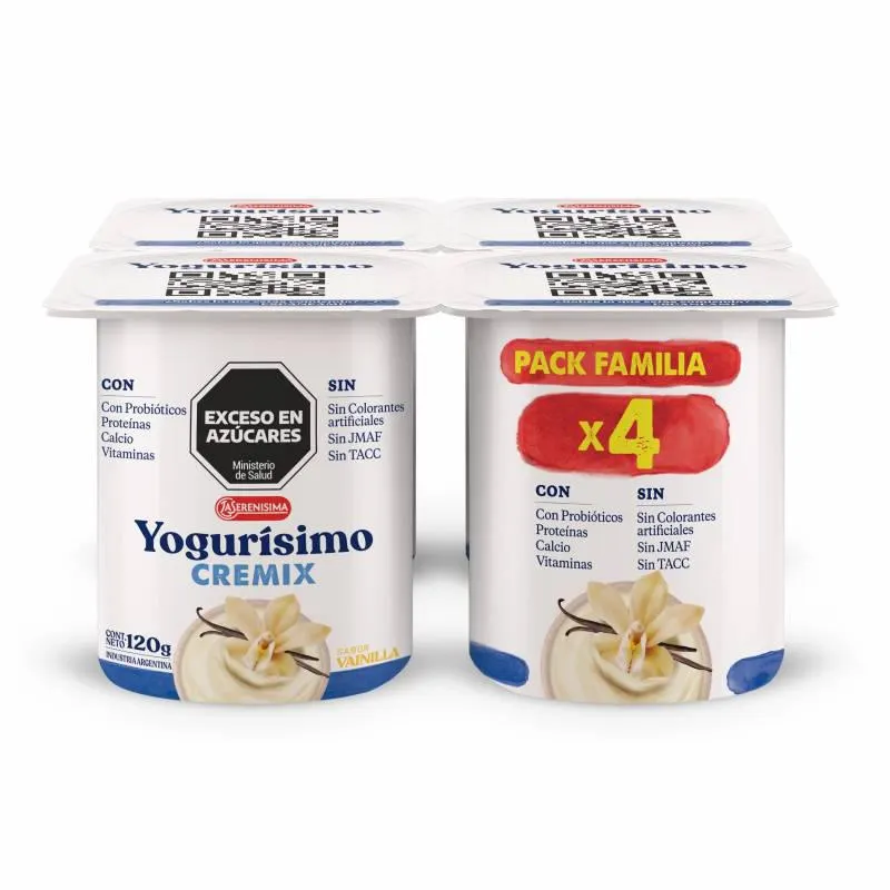 Yogur Cremix Vainilla Pack X4 Yogurisimo x 120gr