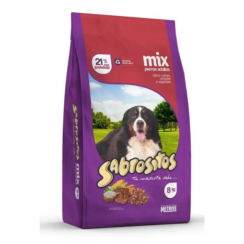 Alimento para Perro Adulto Carne, Cereales y Vegetales Sabrositos x 8 Kg.