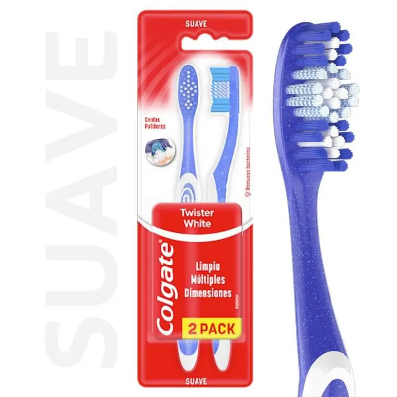 Cepillo De Dientes Colgate Twister White Suave x 2 un.