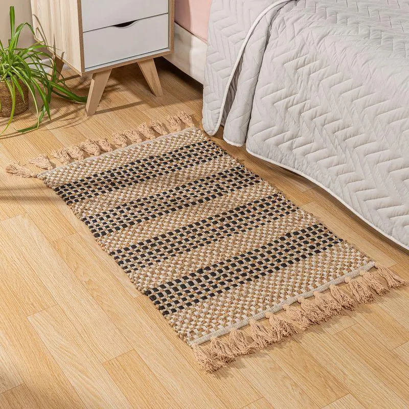 Alfombra Algodón y Yute Trenzado 60 x 90 cm