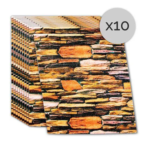 Placas 3D Autoadhesivas Piedras 70x77 Pack x10