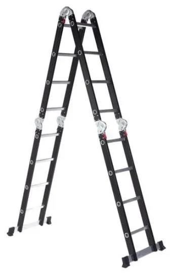 ESCALERA ARTICULADA MULTIFUNCION DE 16 ESCALONES COLOR NEGRA - GARDEN LIFE