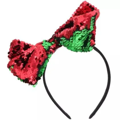 Vincha con moño rojo y verde