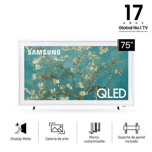 Smart TV QLED The Frame 75" Samsung QN75LS03BAGCZB 4K UHD marco blanco