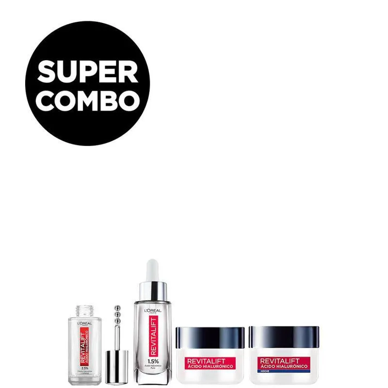 Kit L'Oréal Paris Rutina Hidratante: Eye serum + Serum + Día + Noche