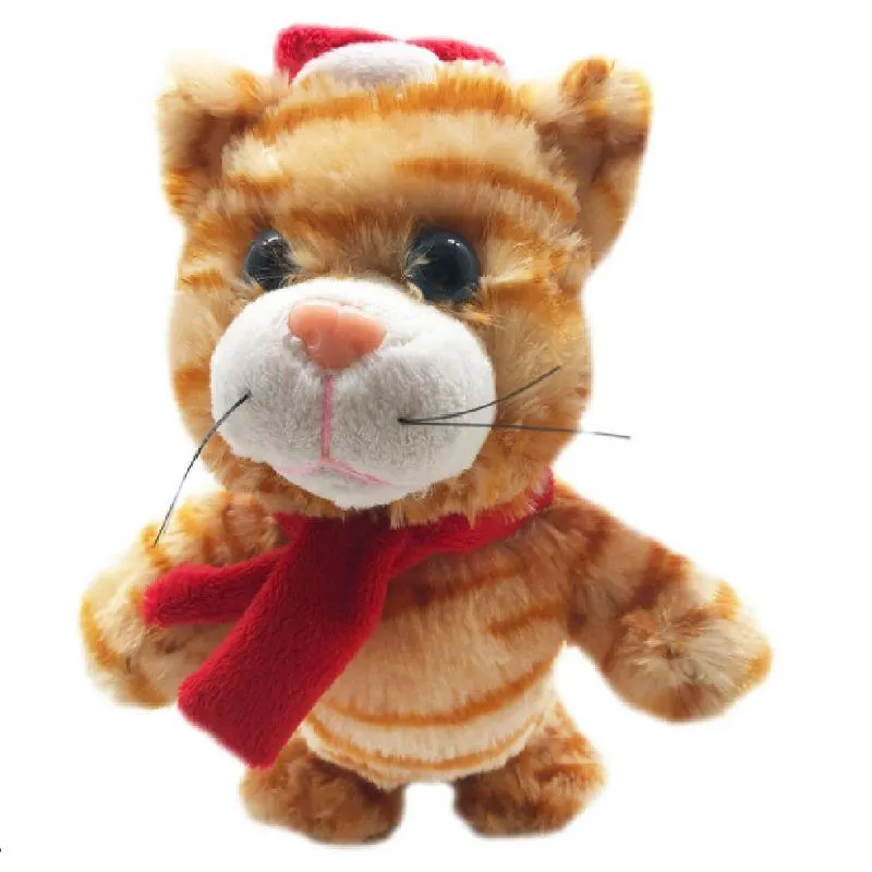 Muñeco de navidad Gato Repetidor Cotidiana marrón 19x12x23 cm