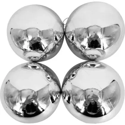 Pack de 4 esferas 9 cm plata brillante