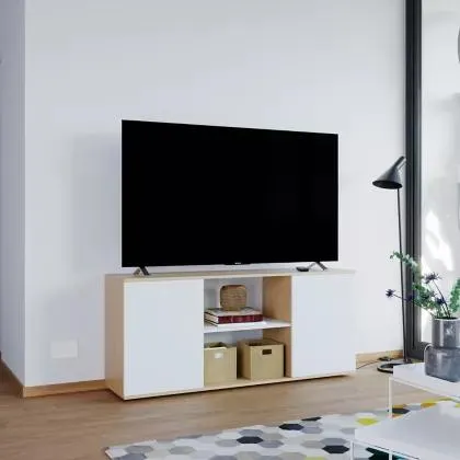 Rack de TV Visión 65" roble natural y blanco