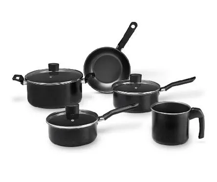 Batería de Cocina Aluminio Juego Brinox Ebony 5 Piezas Teflón Negro