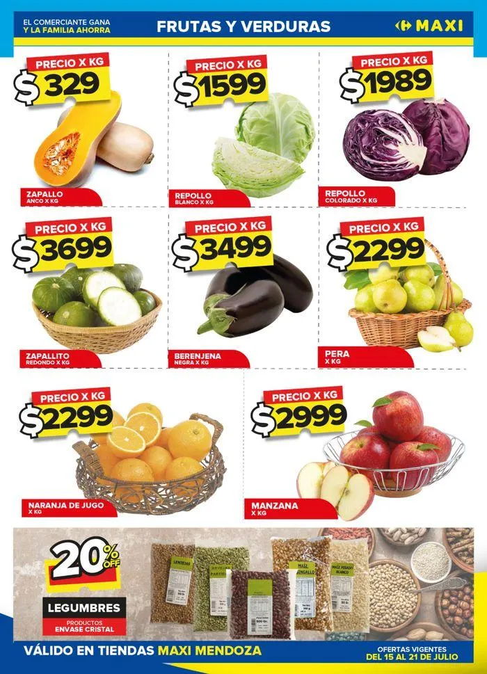 Ofertas de Frutas y Verduras Carrefour Maxi Mendoza 17 de julio al 21 de julio 2024 - Página 1 del catálogo