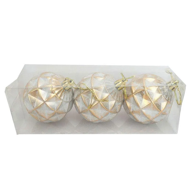 Set de 3 Esferas navideñas Rombos Cotidiana blanco 6 cm
