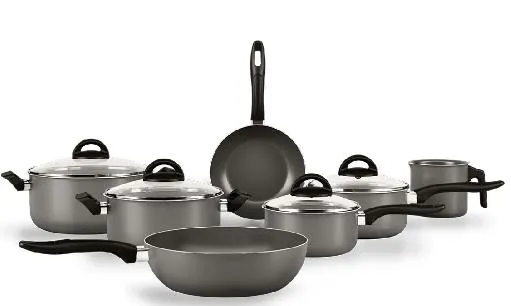 Batería de Cocina Aluminio Juego Brinox Maple 7 Piezas Teflón Gris