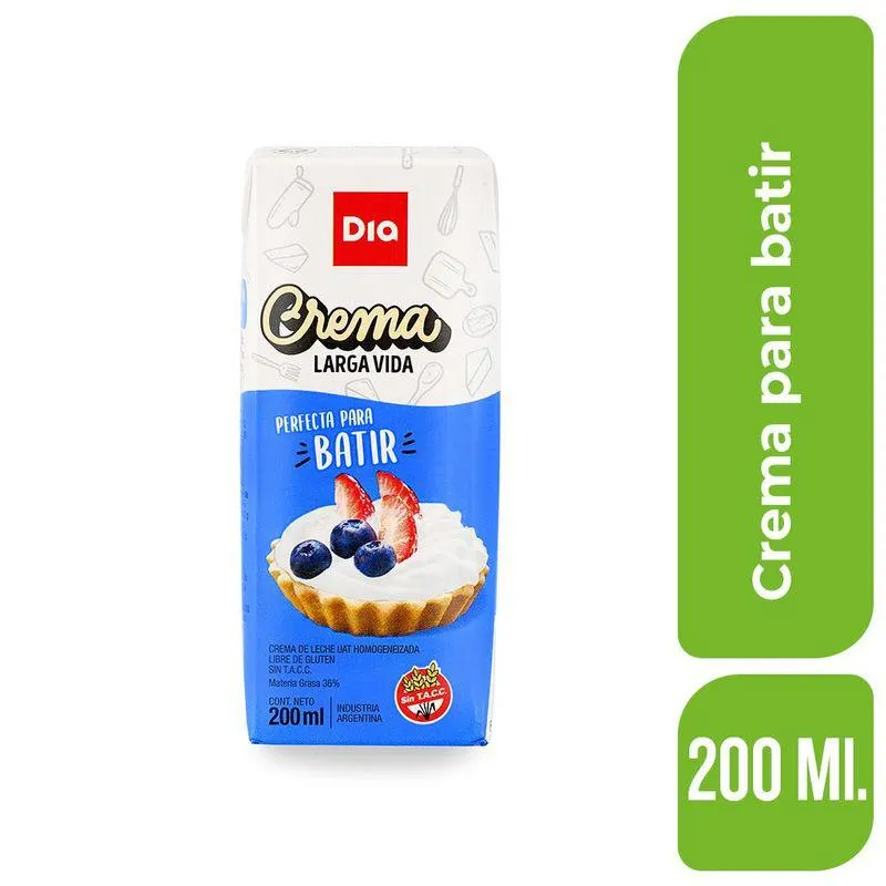 Crema de Leche DIA Larga Vida 200 Ml.
