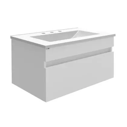 Vanitory de colgar Prima 80 cm con mesada 3 agujeros blanco brillante