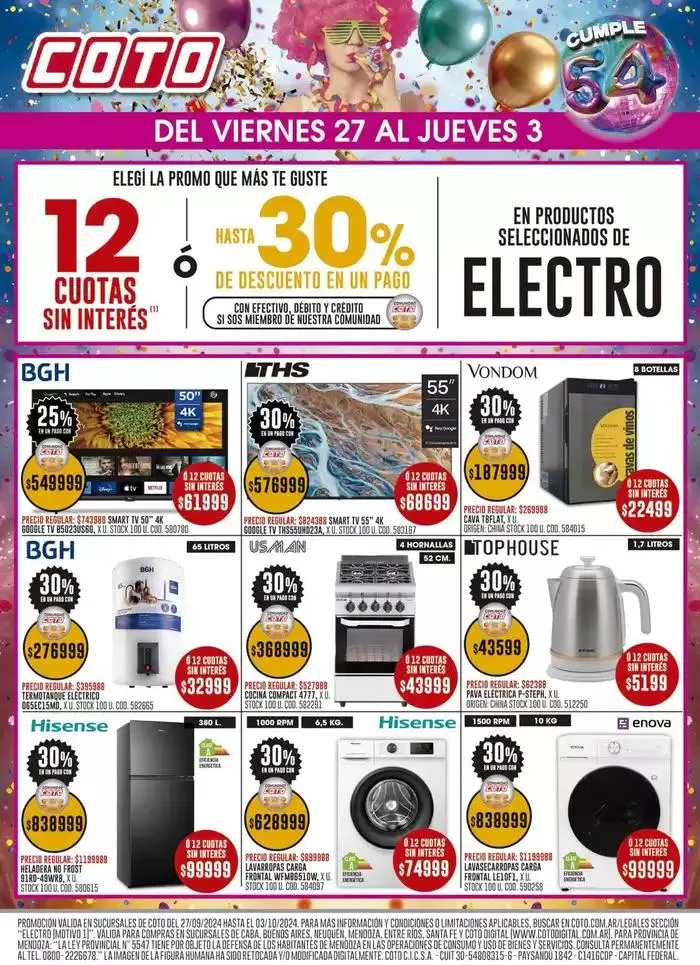 Ofertas de Coto Afiche Electro Motivo 27 de septiembre al 11 de octubre 2024 - Página 1 del catálogo