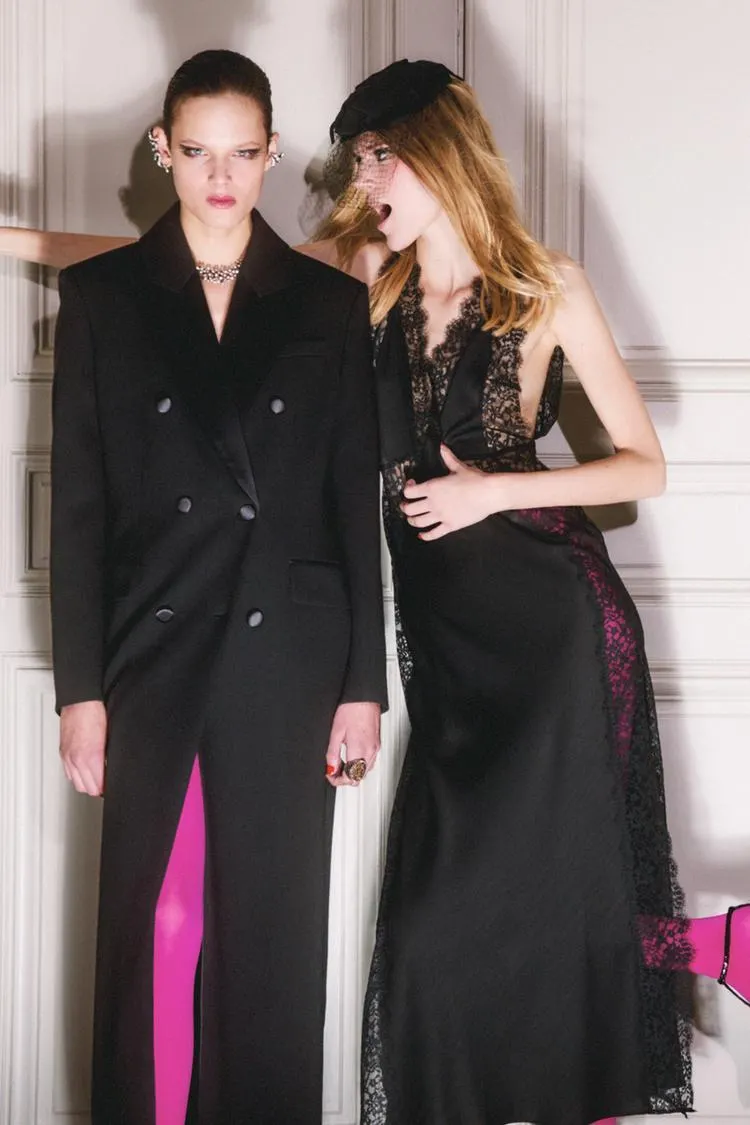 VESTIDO SATINADO ENCAJE ZW COLLECTION LIMITED EDITION