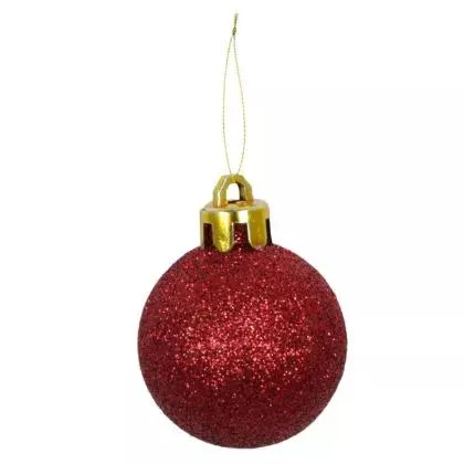 Pack de 24 esferas 4 cm rojo escarcha