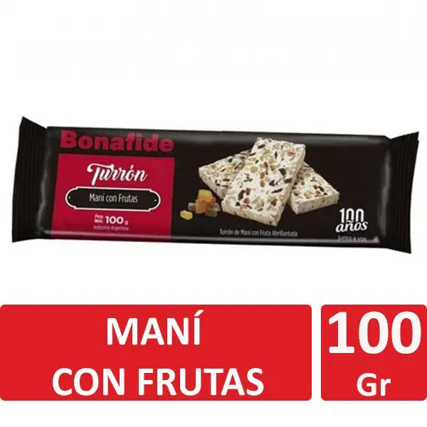 BONAFIDE TURRON FRUTAS X100GR
