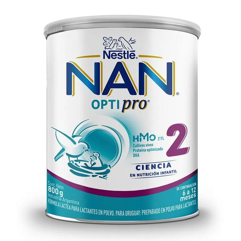 Fórmula Láctea Polvo Nestlé Nan 2 Optipro 6 a 12 meses x 800 g