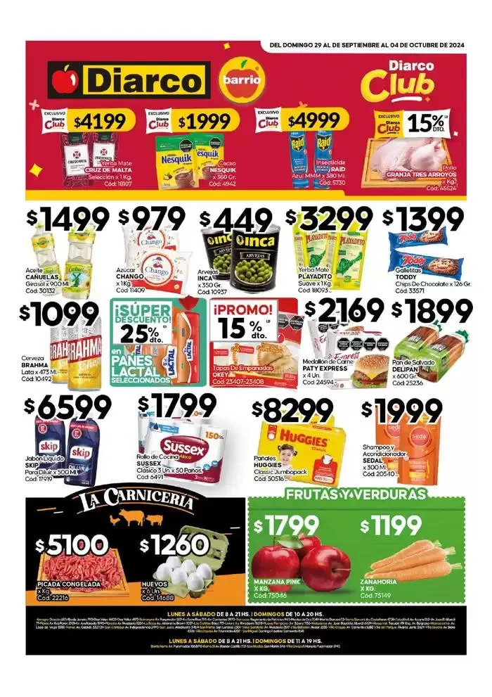 Ofertas de Ofertas Diarco Barrio 29 de septiembre al 4 de octubre 2024 - Página 1 del catálogo