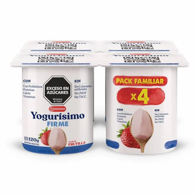 Yogur Firme Frutilla x 4 Un. Yogurisimo x 480 g.