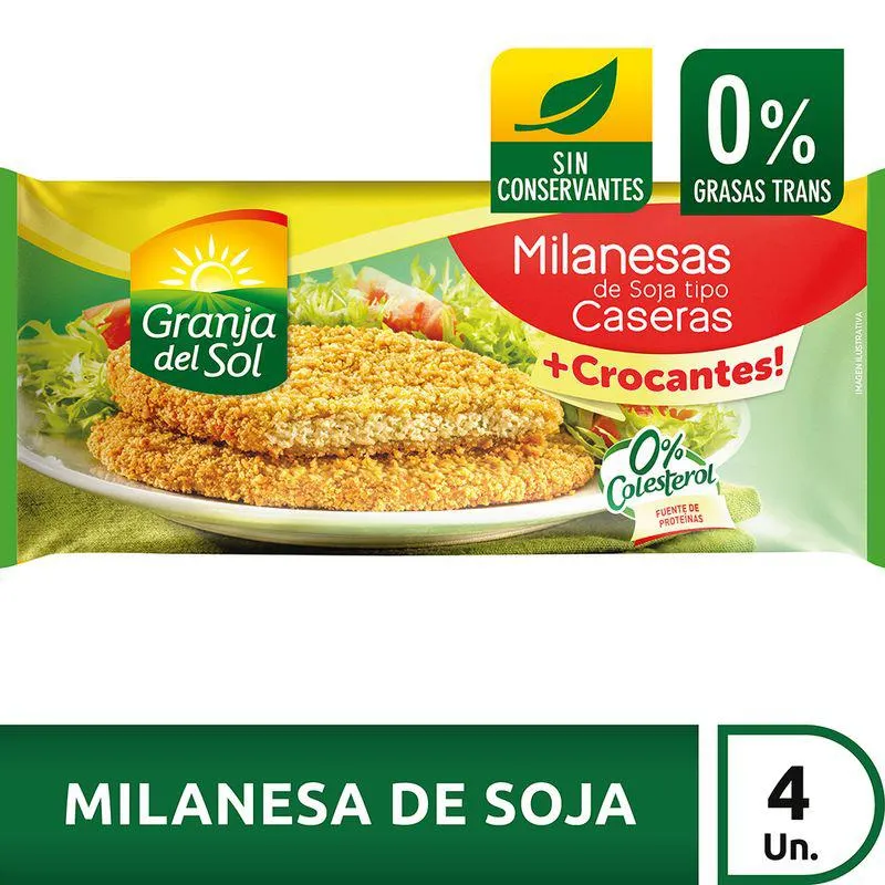 Milanesas de Soja Tipo Caseras Granja del Sol 330 Grs.