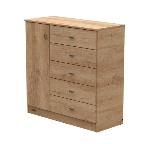 Comoda pack 5 cajones 1 puerta bambu natural Mosconi