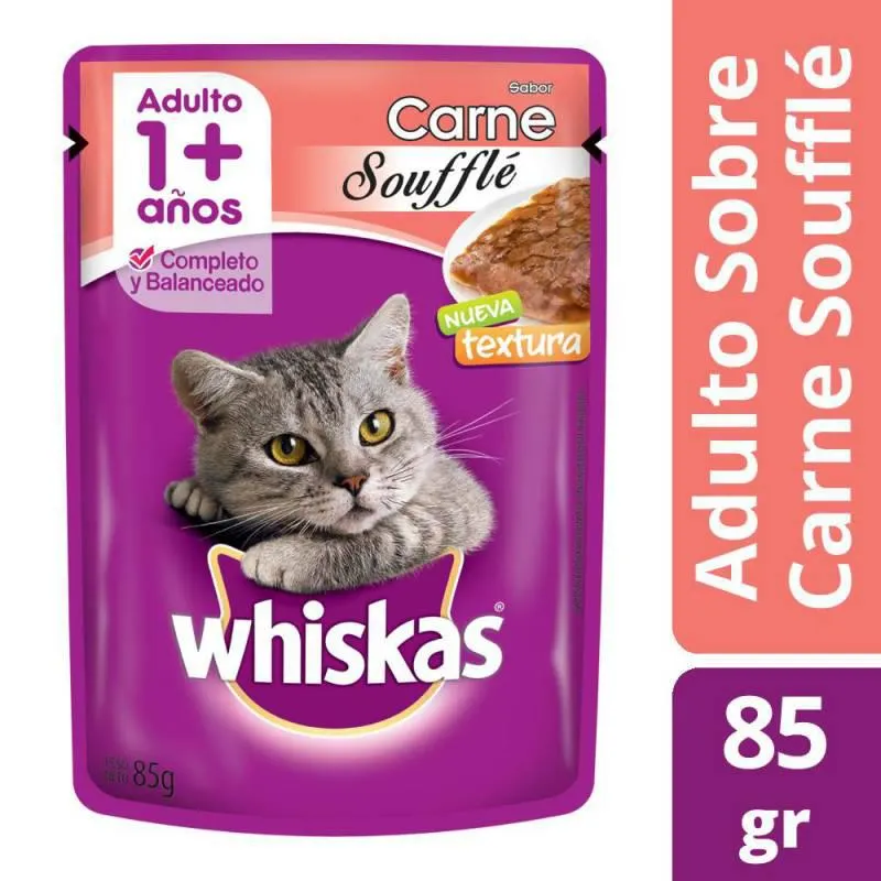 Alimento para Gatos Carne Souffle Whiskas x 85 g.