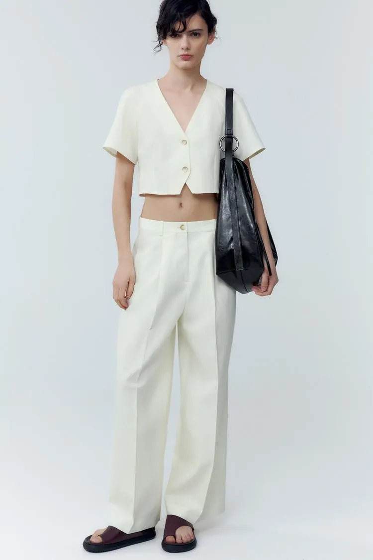 PANTALÓN PINZAS CON LINO ZW COLLECTION